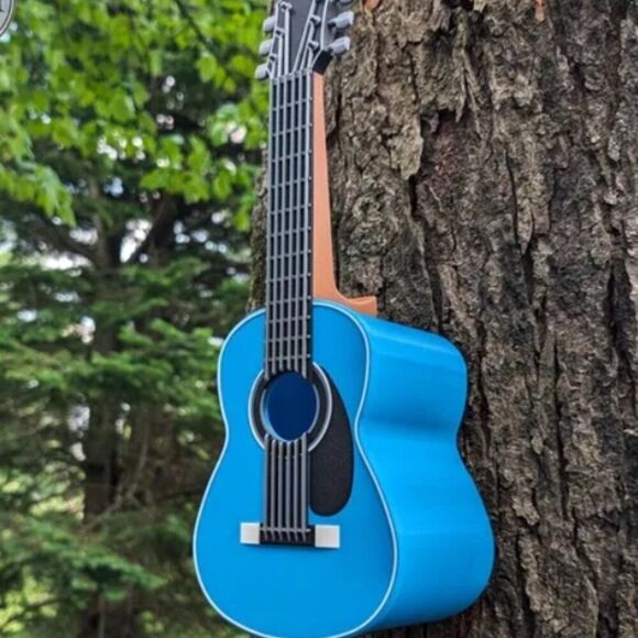 Classical Guitar Birdhouse Bright Blue Brown with Removable Back Unique 3D Print - Picture 1 of 12